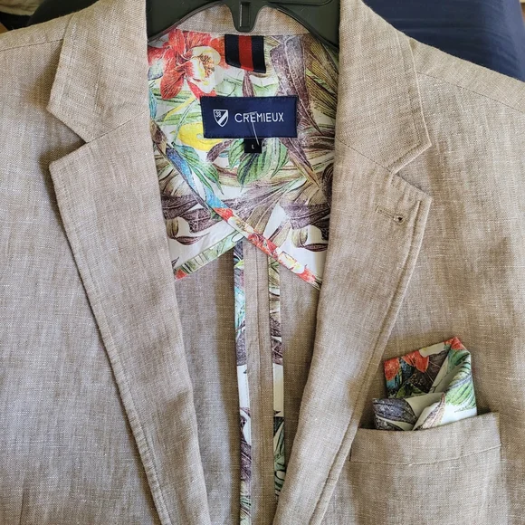 NWOT Cremieux Men's Linen Martinique Collection Henry Washed Linen Blazer L